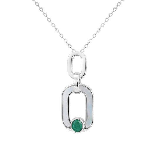Simple Geometry Women's Necklace Ring S925 Silver Bag With Emerald Pendant - 4 - https://x.com/titan_prim62775J