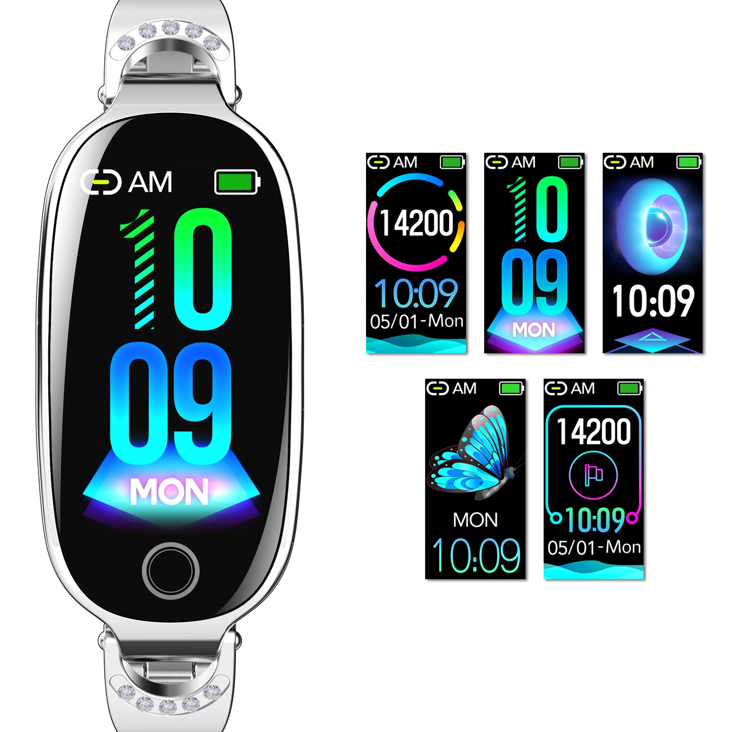 Gold Smartwatch For Women Compatible For Android& IOS,Bling Smart Bracelet With Female Menstrual Cycle Heart Rate Blood Pressure Remote Photography Waterproof Pedometer - 5 - CJ