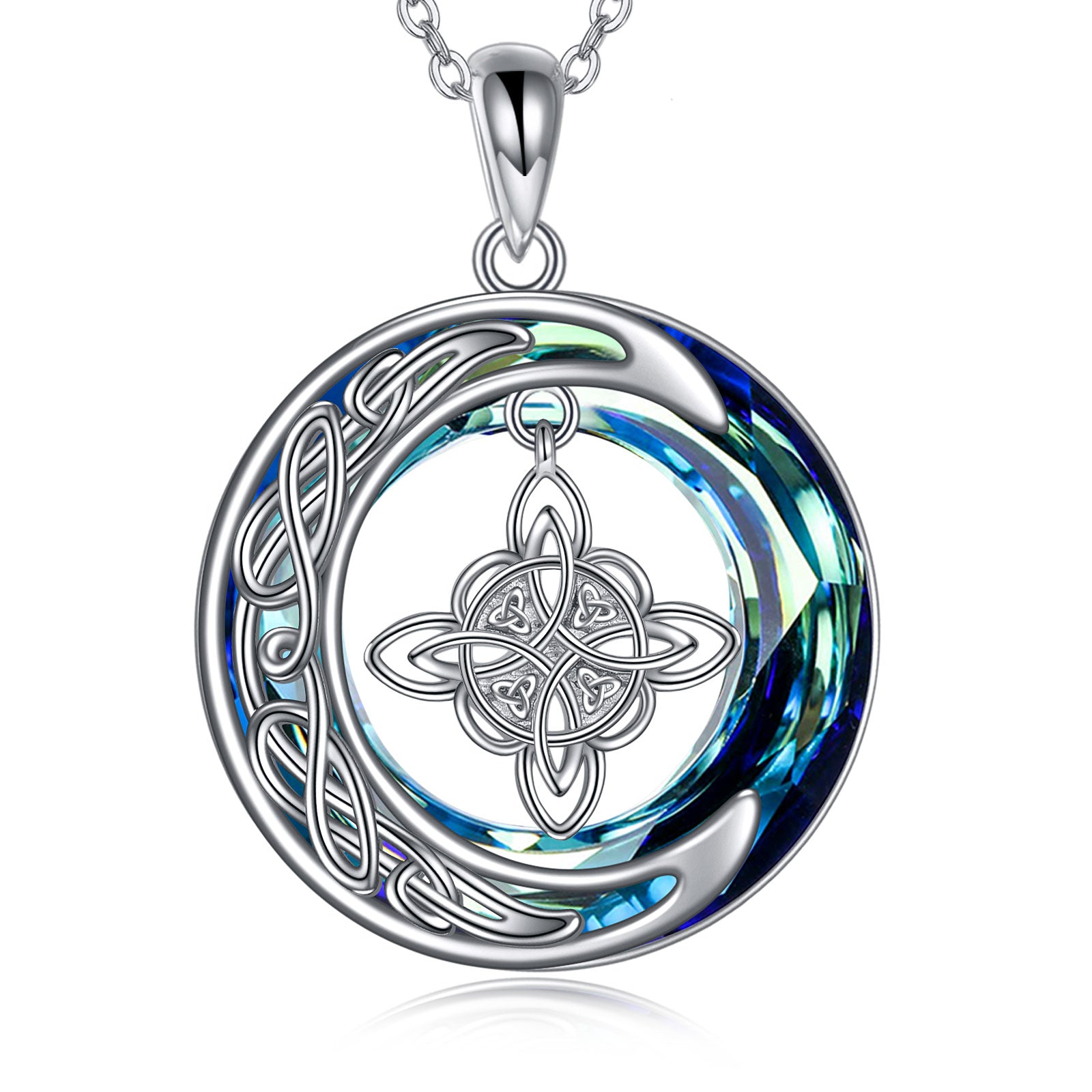 Celtic Moon Witch Knot 925 Sterling Silver Witch Good Luck Crystal Necklace - 5 - cjdropshipping