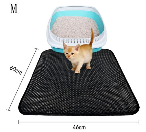 Double Layer Litter Cat Bed Pads Pet Cat Litter Mat Trapping Pets Litter Box Mat Pet Product Bed For Cats House Clean Mat - 0 - CJ - M - Black - CJJJCWMY00030 - M - Black