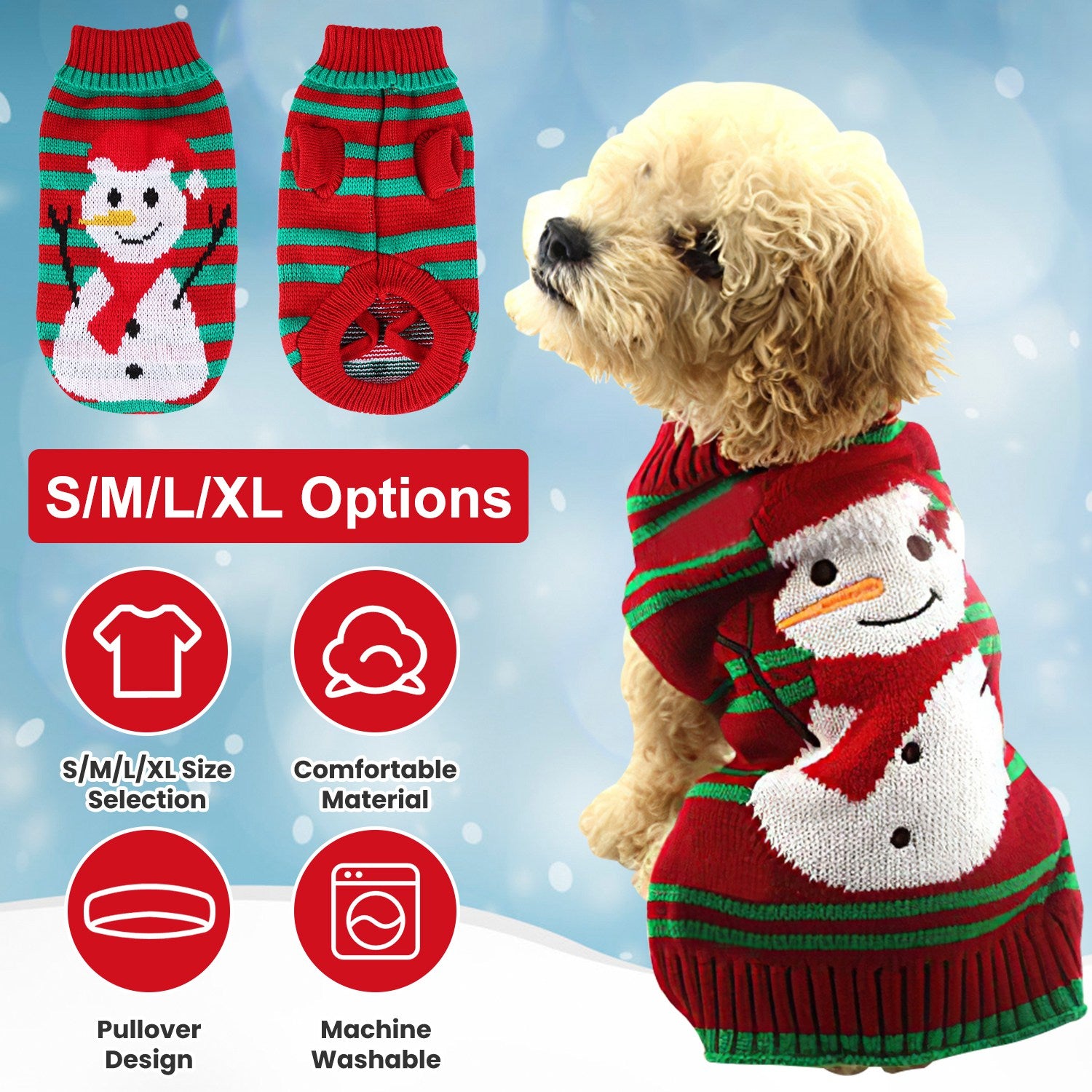 2 Patterns 4 Sizes Option - 1Pc Pet Christmas Turtleneck Sweater Dog Cat Christmas Clothes Snowman Stripes Costume Winter Holiday Sweater For Small Medium Kitten Puppy Cats Dogs - 5 - CJ