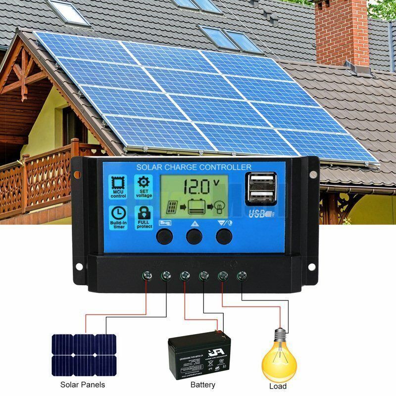 20-80A MPPT Solar Panel Regulator Charge Controller Auto Focus Tracking 12,24V
