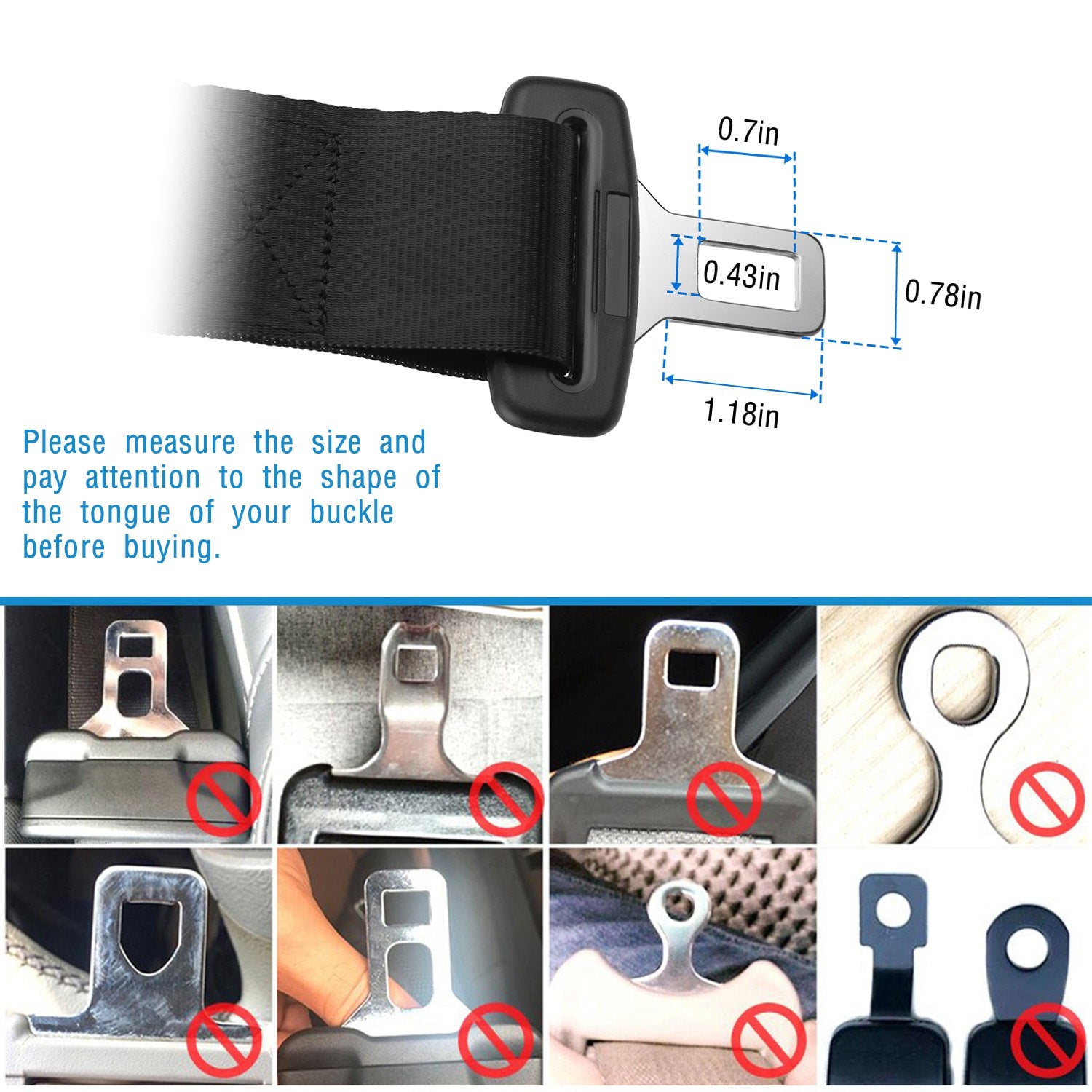 2Pcs Car Seat Belt Extender 14.37in Buckle Tongue Webbing Extension Safety Belt Auto Belt Clip Lengthening - 5 - CJ