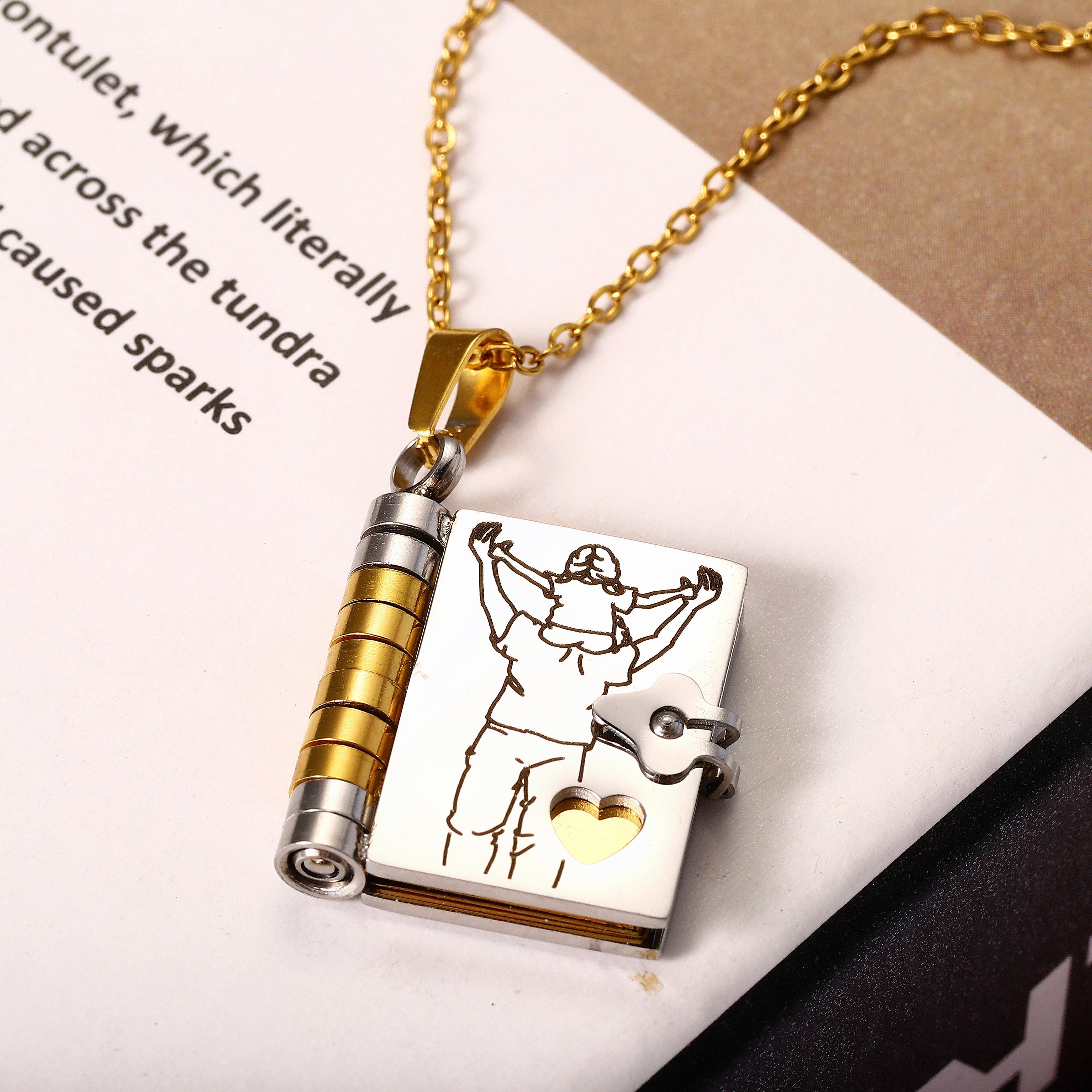 My Little Star Book Necklace For Daughter Son 18 Inch Stainless Steel Chain Gold Hardware Love Jewelry Birthday Graduation Gift - 5 - CJ