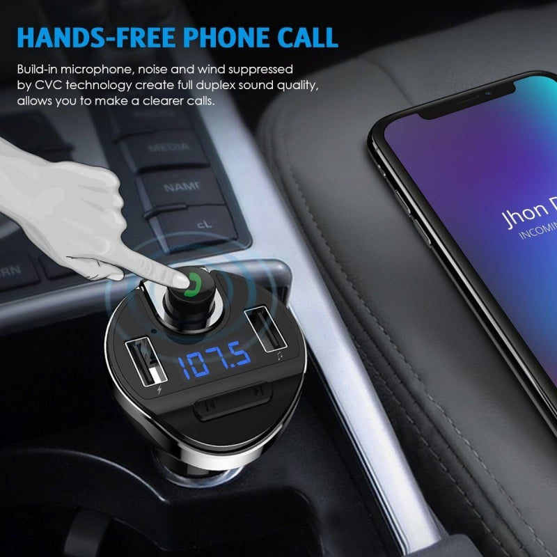Car Bluetooth T20 Hands - free FM Transmitter MP3 Player Phone Charger - 5 - cjdropshipping