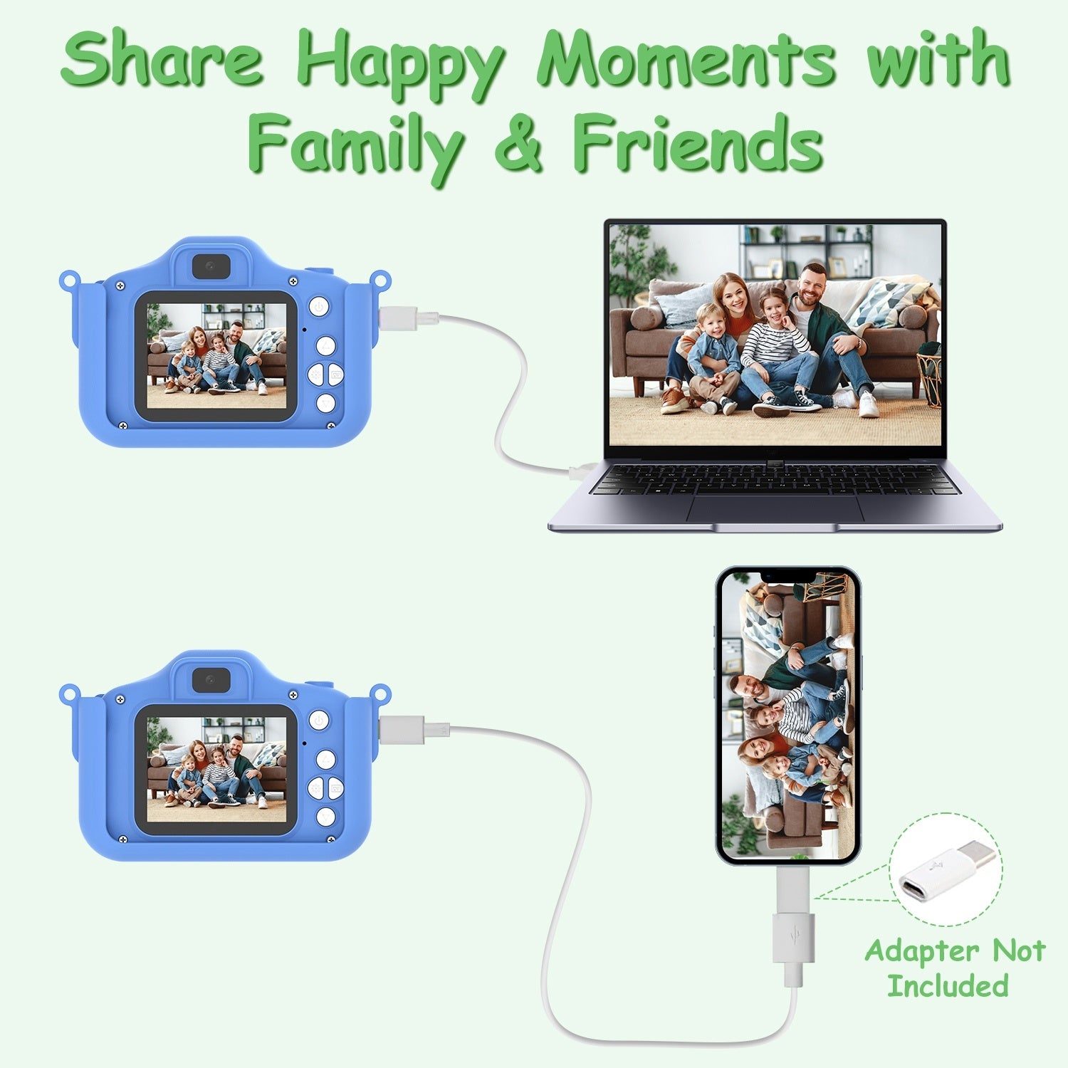 Pink-Blue Options -- 1Pc Dinosaur Kids Selfie Camera Cartoon Camera 48MP 1080P HD Digital Camera With Cartoon Case Card Reader 32G MMC Card For Boys Girls Above Aged 6 Years Old