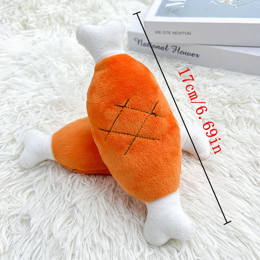 Plush Chicken Leg Dog Chew Toy - Soft Durable Pet Chewing Toy For Small Medium Dogs Puppy Teething Play Supplies - 4 - CJ