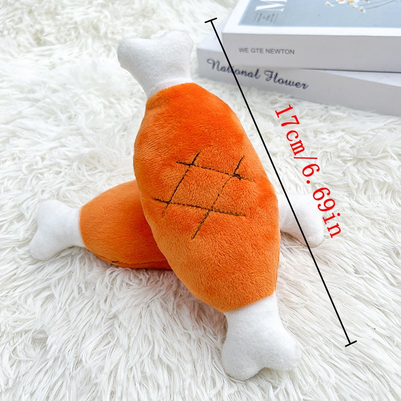 Plush Chicken Leg Dog Chew Toy - Soft Durable Pet Chewing Toy For Small Medium Dogs Puppy Teething Play Supplies - 4 - CJ