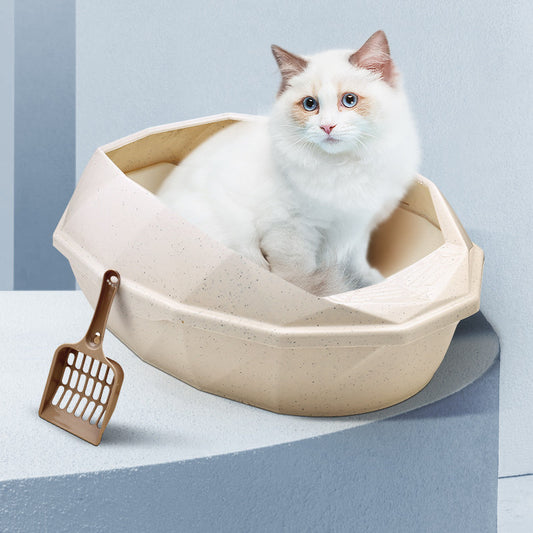 Plastic Anti - sputtering Diamond - shaped Semi - enclosed Cat Litter Box - 0 - CJ