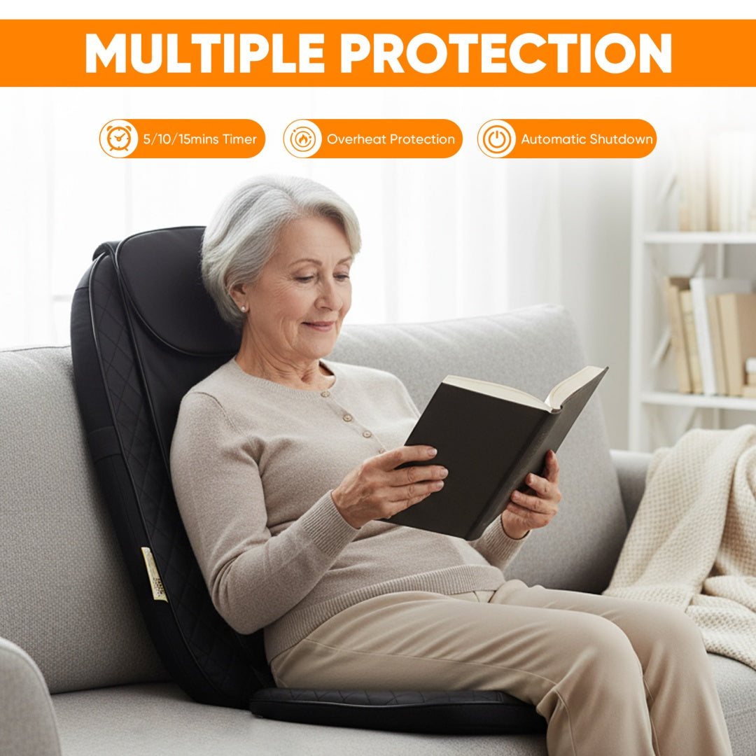 Back Massagers, Vibrating Heating Pad For Back, Massage Chair Pad For Pain Relief Deep Tissue - 5 - CJ