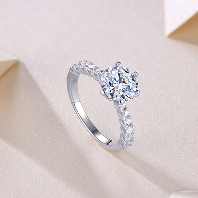 1Large Diamond Diamond Ring Luxury Fashion Set Moissanite Silver Ring Prohibit TikTok sales - 5 - CJ