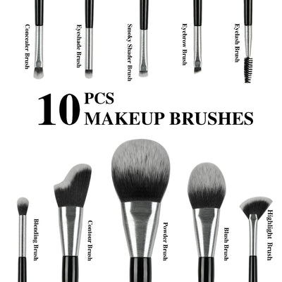 Beli 10pcs Professional Makeup Brush Set New Design Brushed Tube Makeup Brushes - 5 - CJ