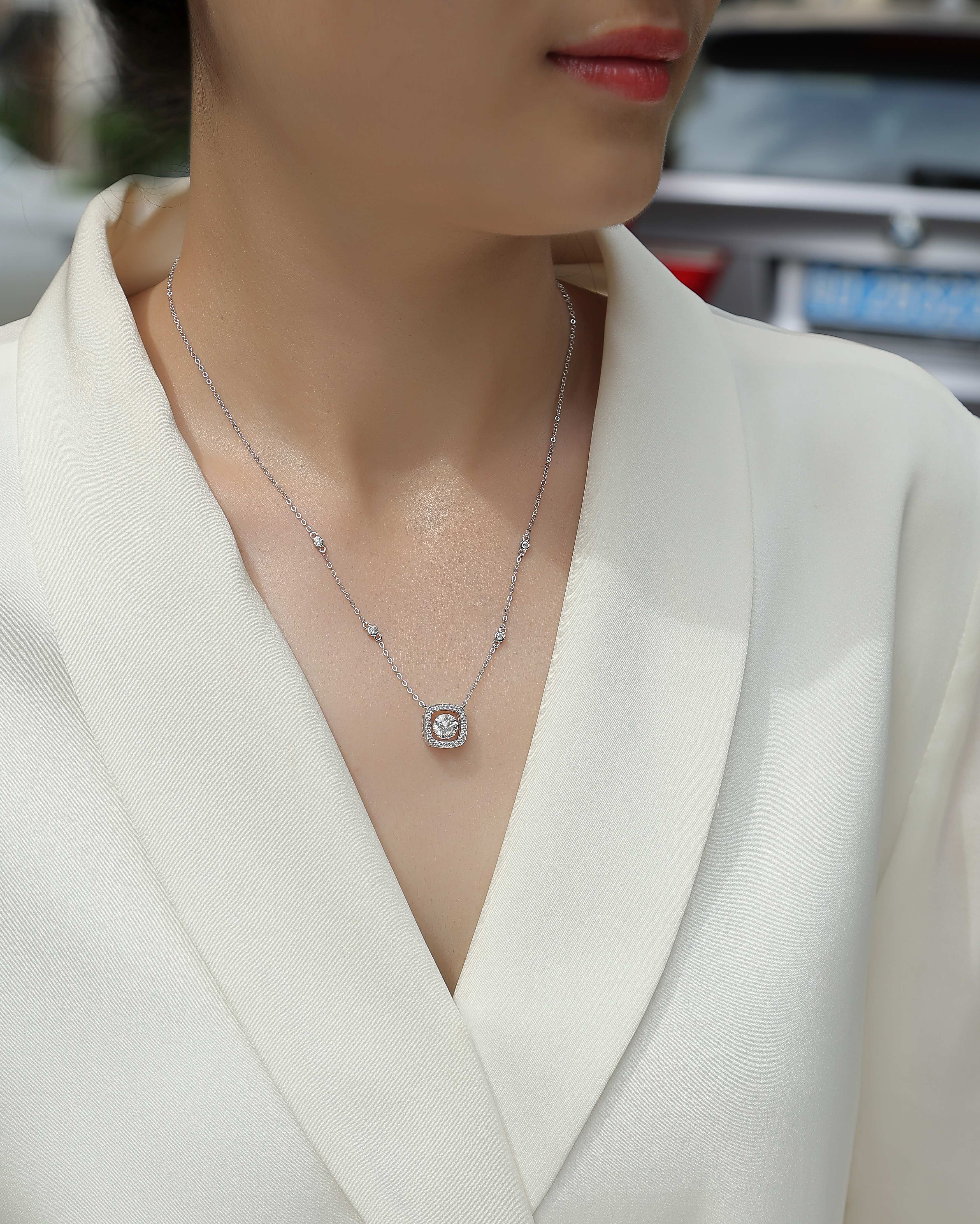 1Sweet - A Fashionable And Luxurious Diamond Jewelry Pendant Set With 1 - carat Moissanite S925 Sterling Silver And Platinum Plating Prohibit TikTok sales - 5 - cjdropshipping