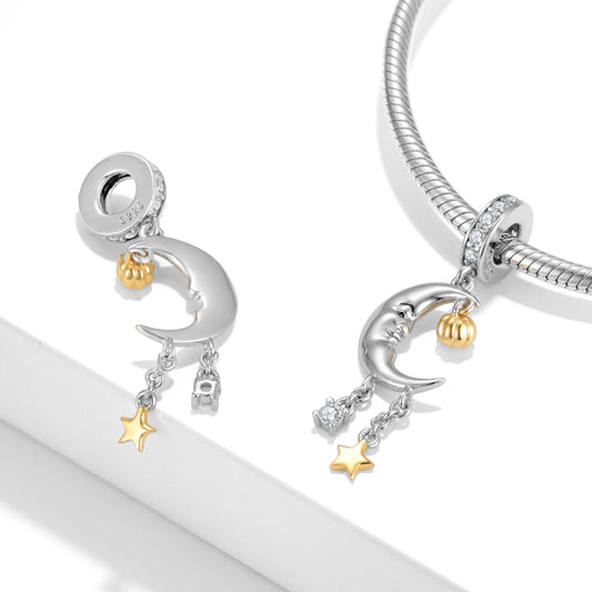 Moon Hanging Pumpkin Beads Halloween Series 925 Sterling Silver Pendant Bracelet Diy Accessories - 4 - https://x.com/titan_prim62775J