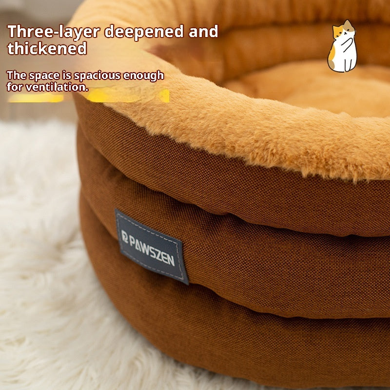 Round Pet Bed Winter Thickened Large Kennel - 0 - CJ
