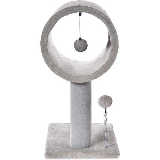 Gray Indoor Cat Tree With Hanging Ball 20.5Cat Tree With Tunnel Bed And Scratching Post Cat Tower - 5 - CJ