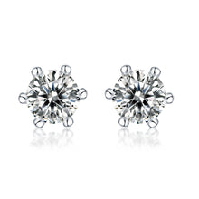 1Classic Six - prong Moissanite Silver Earrings Luxury Fashion Diamond Stud Earrings Prohibit TikTok sales - 5 - CJ