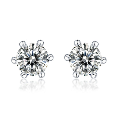 1Classic Six - prong Moissanite Silver Earrings Luxury Fashion Diamond Stud Earrings Prohibit TikTok sales - 5 - CJ