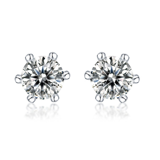 1Classic Six - prong Moissanite Silver Earrings Luxury Fashion Diamond Stud Earrings Prohibit TikTok sales - 5 - CJ