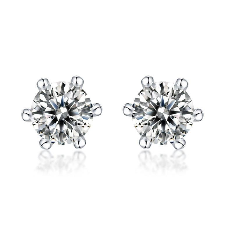 1Classic Six - prong Moissanite Silver Earrings Luxury Fashion Diamond Stud Earrings Prohibit TikTok sales - 5 - CJ