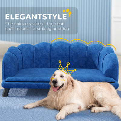 Pearl Design Pet Sofa for Medium and Large Sized Dogs, Pet Bed with Cushion and Solid Wood Legs, Dark Blue - 5 - CJ