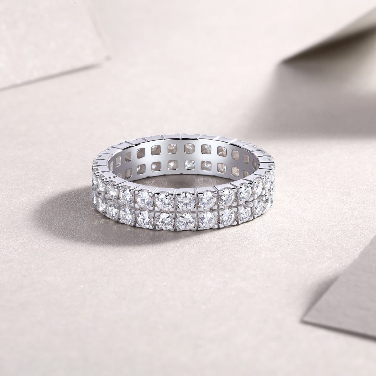 1Multi - row Diamond Ring Luxury Fashion Set Moissanite Silver Ring Prohibit TikTok sales - 5 - CJ