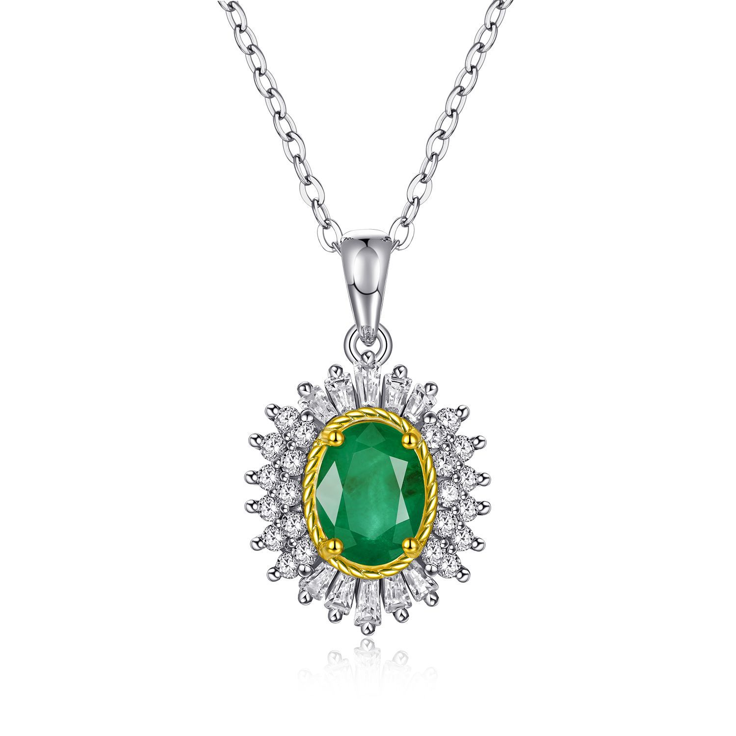 Natural Emerald Pendant Feminine Minority Design Jewelry S925 Silver Chain - 4 - CJ