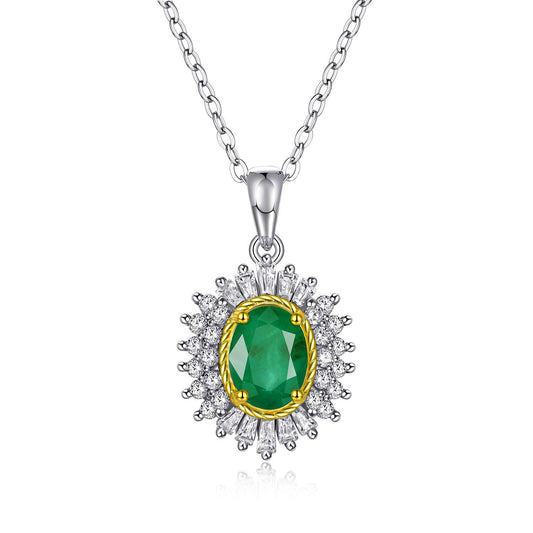 Natural Emerald Pendant Feminine Minority Design Jewelry S925 Silver Chain - 4 - CJ