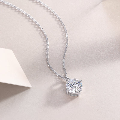 1Round And Smooth - A Fashionable And Luxurious Diamond Jewelry Piece Set With 2 - carat Moissan Diamonds, S925 Sterling Silver And Platinum - plated Pendant Prohibit TikTok sales - 5 - CJ