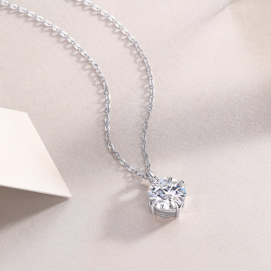 1Round And Smooth - A Fashionable And Luxurious Diamond Jewelry Piece Set With 2 - carat Moissan Diamonds, S925 Sterling Silver And Platinum - plated Pendant Prohibit TikTok sales - 5 - CJ