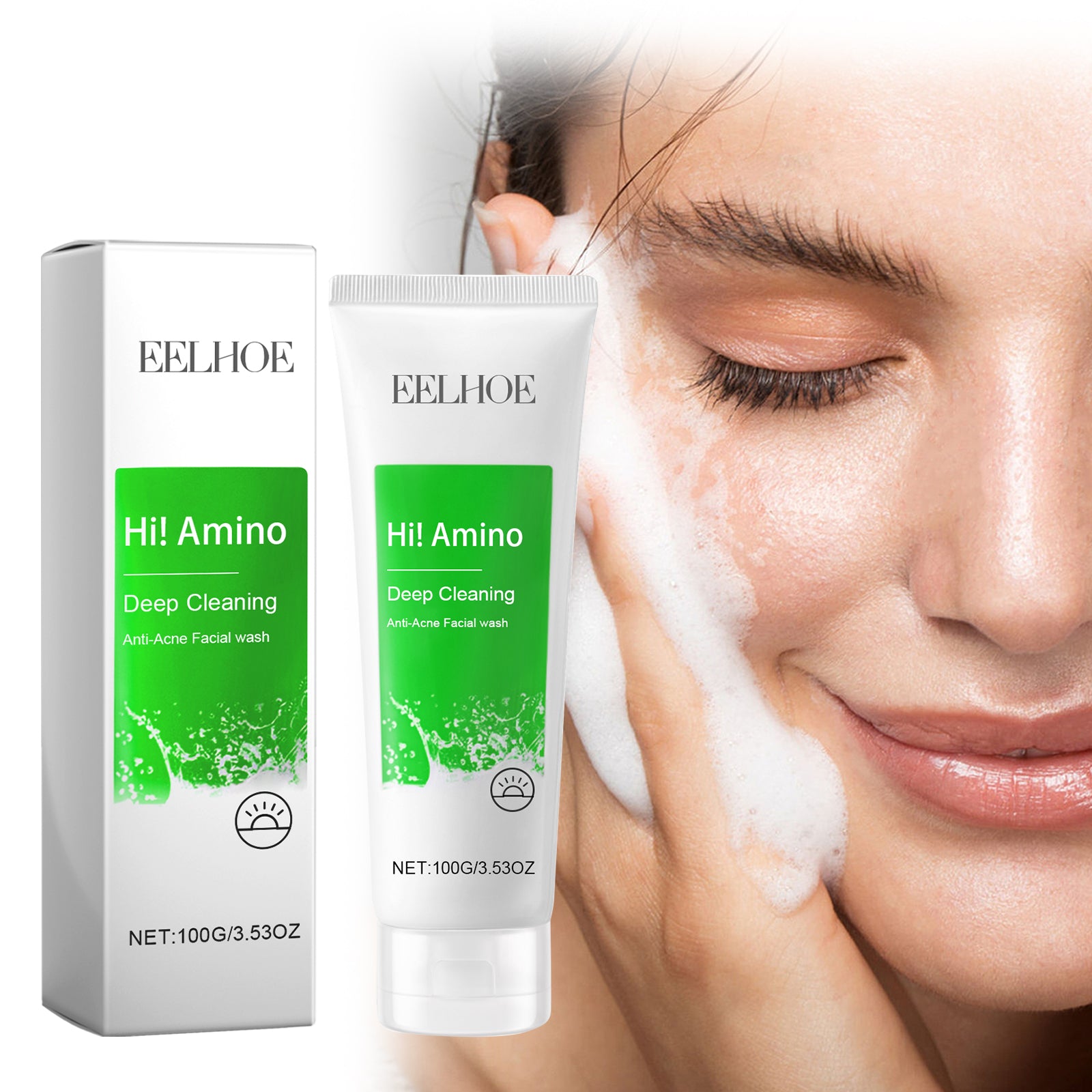 EELHOE Anti Acne Facial Wash, Deep Clean Oil Dirt Blackhead Acne Shrink Pores Refreshing And Comfortable - 5 - CJ