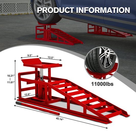 2 Pack Hydraulic Car Ramps 5T 11000lbs Low Profile Car Lift Service Ramps Truck Trailer Garage,Height Hydraulic Vehicle Ramps - 5 - CJ