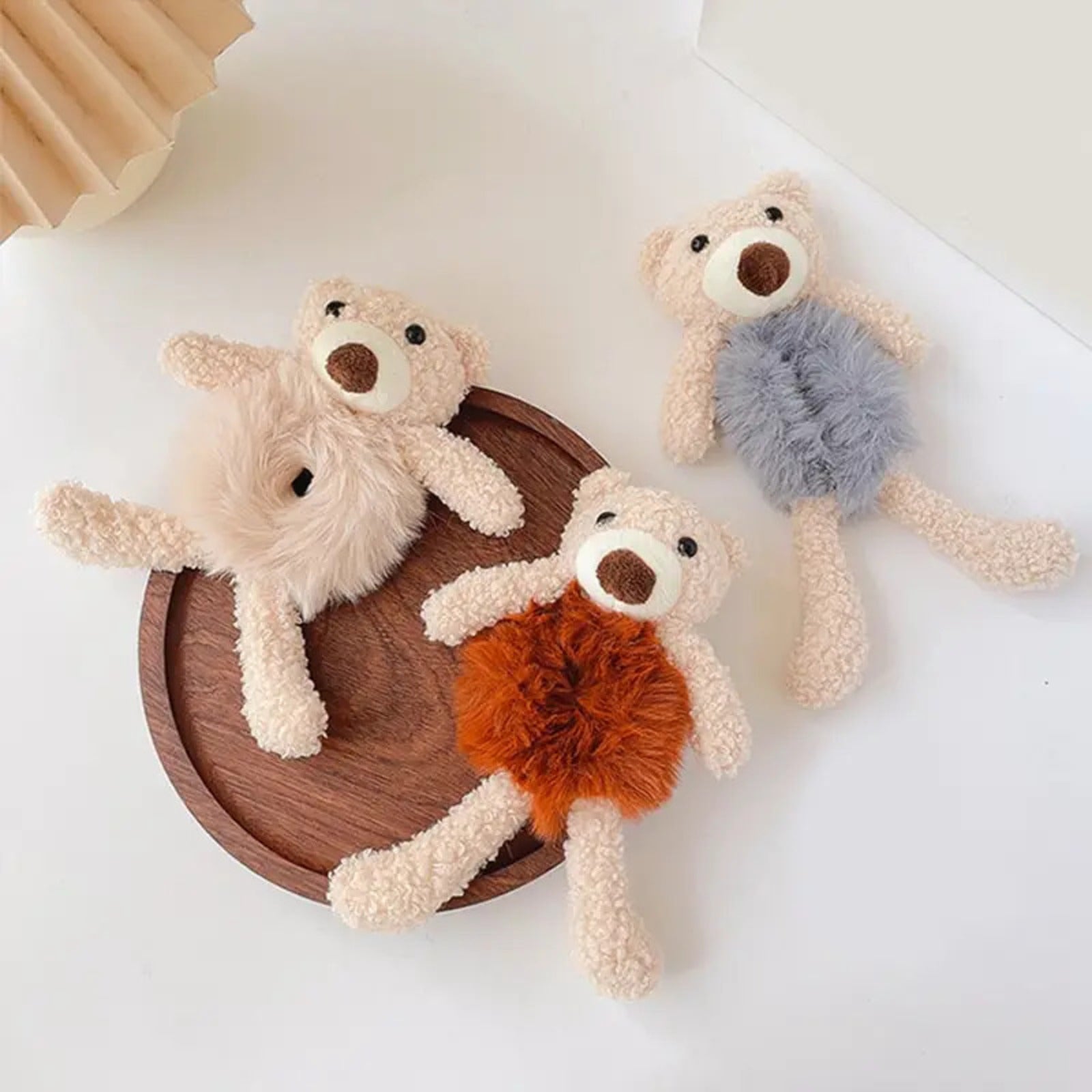 Girls Lovely Scrunchies Cute Bear Hair Band Rabbit Fur Hair Rope Soft Warm Rubber Band Pretty Hair Accessories - 5 - CJ