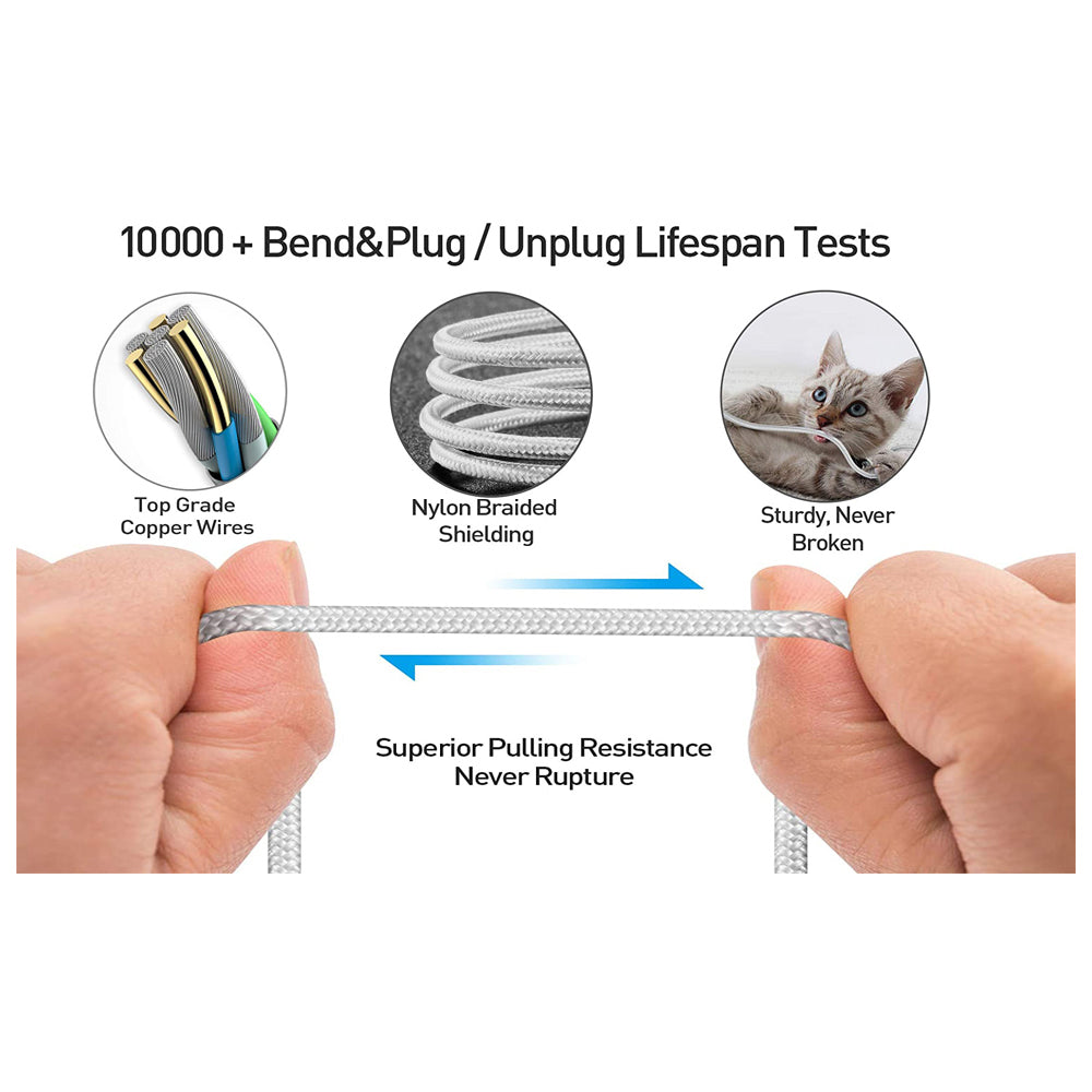 150cm 180cm USB Charging Cable A Pple MFi Certified, Nylon Braided Jacket,silver Premium Series - 5 - CJ