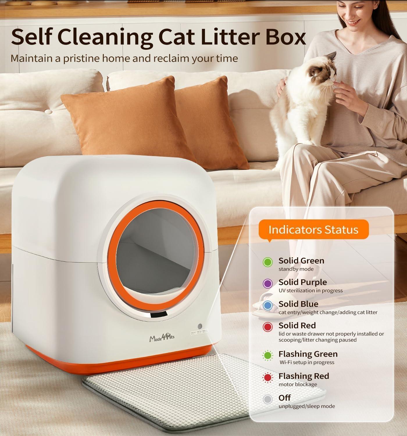 60L Automatic Cat Litter Box, Smart App Control, Deodorizing, Infrared Sensor, Suitable For Multiple Cats - 5 - CJ
