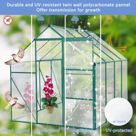 Green - 6 X 8 FT Outdoor Patio Greenhouse - 5 - CJ