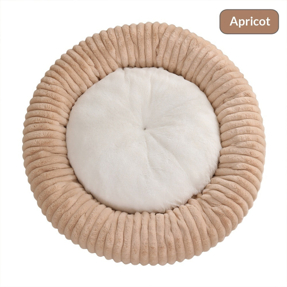 Round Soft And Comfortable Striped Plush Pet Mat - 0 - CJ