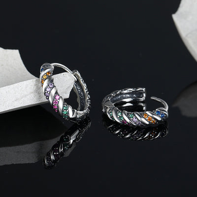 Full Body 925 Sterling Silver Multi Color Striped Earrings For Women - 4 - https://x.com/titan_prim62775J