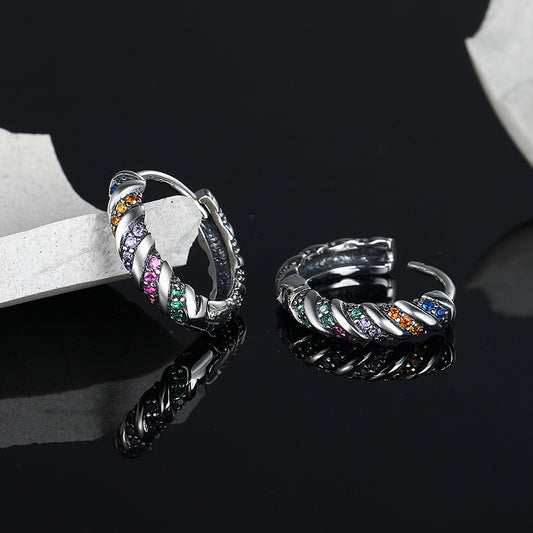 Full Body 925 Sterling Silver Multi Color Striped Earrings For Women - 4 - https://x.com/titan_prim62775J