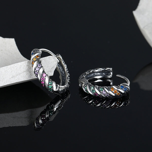 Full Body 925 Sterling Silver Multi Color Striped Earrings For Women - 4 - https://x.com/titan_prim62775J