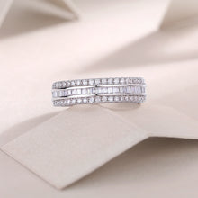 1Square Diamond Arrangement, Double Array Diamonds, Luxury Fashion Moissanite Silver Ring Prohibit TikTok sales - 5 - CJ