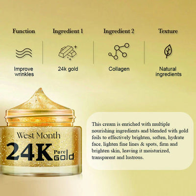 West Month 24k Pure Gold Collagen Face Cream, Lighten Lines Brighten Skin, Firm And Anti - wrinkle Cream - 5 - CJ