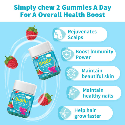 OEM ODM Ready Stock Fast Shipping Biotin Gummies Boost Immunity Power Skin Hair & Nail Health Multi Vitamin Supplement - 4 - CJ