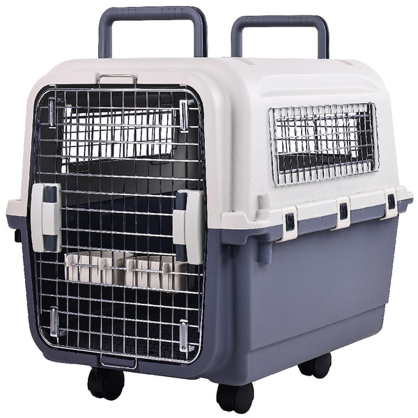 Only Supports Self Pickup  Plastic Dog Kennel, Pet Transport, Rolling Plastic Airline Approved Wire Door Travelling Dog Crate, Small - Medium - Large - 5 - CJ
