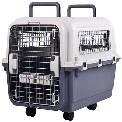 Only Supports Self Pickup  Plastic Dog Kennel, Pet Transport, Rolling Plastic Airline Approved Wire Door Travelling Dog Crate, Small - Medium - Large - 5 - CJ