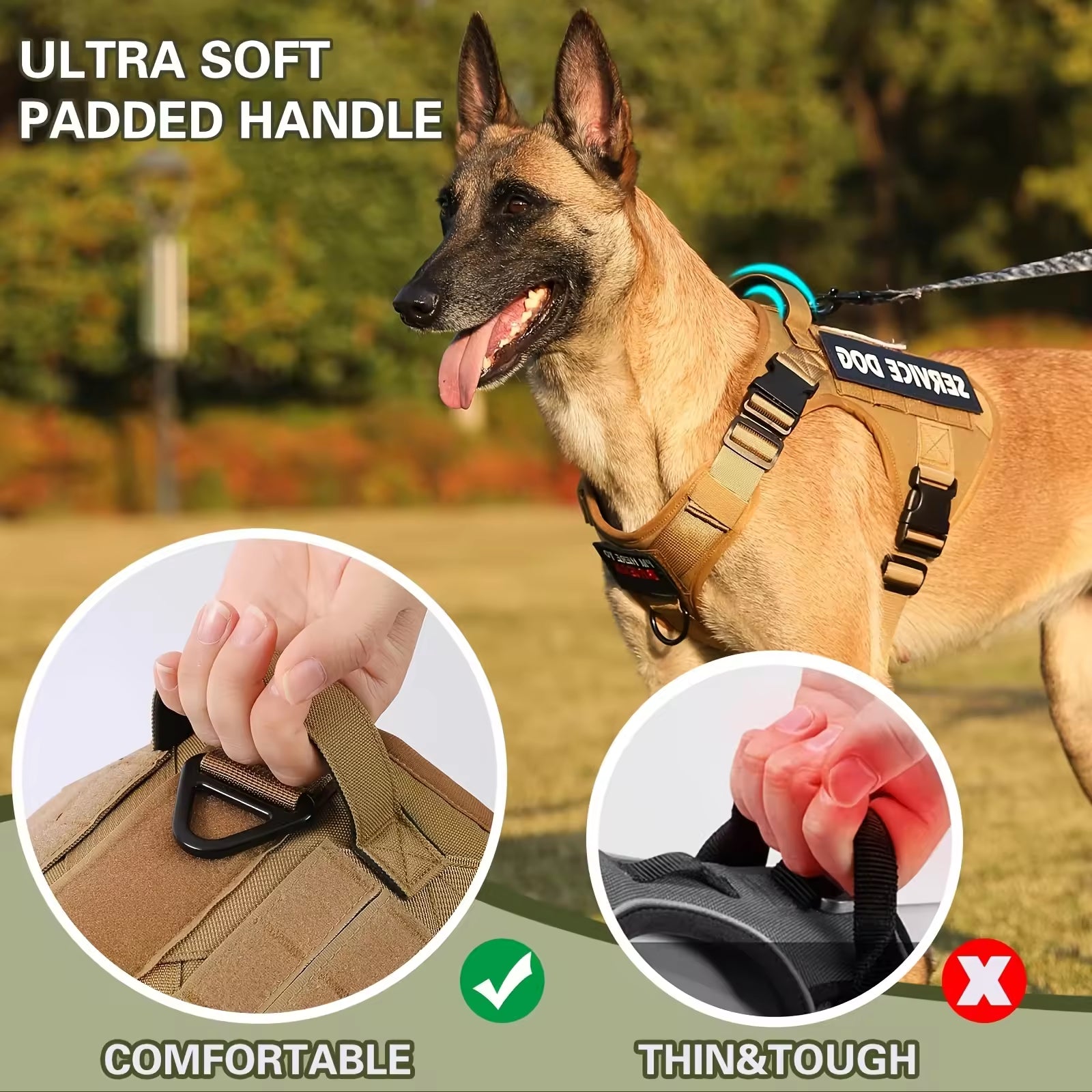 Tactical Pet Chest Service Dog Harness Vest Adjustable Reflective Dog Harness Metal Buckle Hiking Training - 5 - CJ