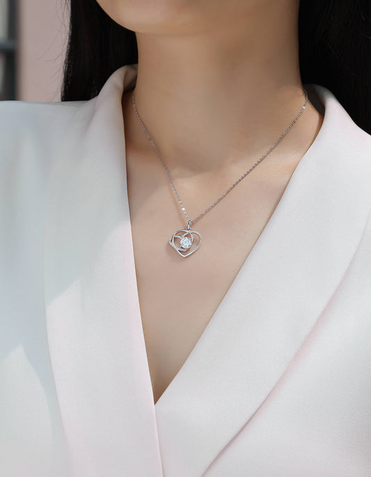 1Heart To Heart - A Fashionable And Luxurious Diamond Jewelry Pendant Set With 1 - carat Moissan Diamond S925 Sterling Silver And Platinum Plating Prohibit TikTok sales - 5 - CJ