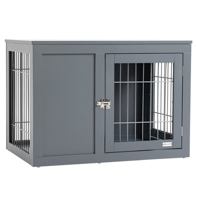 Dog Cage Furniture Metal Indoor Pet Cage Cage, Double Door End Table, Small & Medium Dog House Locks, Grey - 5 - CJ