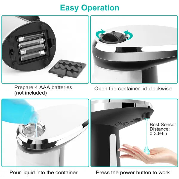 Automatic Soap Dispenser 16.9OZ Anti - slip Sensor Refillable Hand Gel Desktop Dispenser 2 Drop Volume Adjustment - 5 - CJ