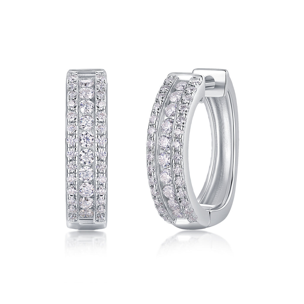 Splendid Night Luxury Fashion Diamond Earrings Stud Set With Mosan Diamond Silver Ornaments